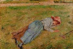 resting-peasant-girl-lying-on-the-grass-pontoise-1882