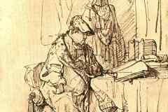 a-man-seated-at-a-table-covered-with-books-1636