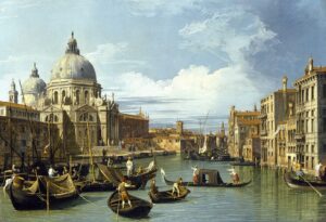 Canaletto'nun Santa Maria della Salute ve kanal girişi tablosu