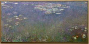 Monet'nin Nilüferler panolarından biri: su yüzeyinde nilüferler ve yansımalar