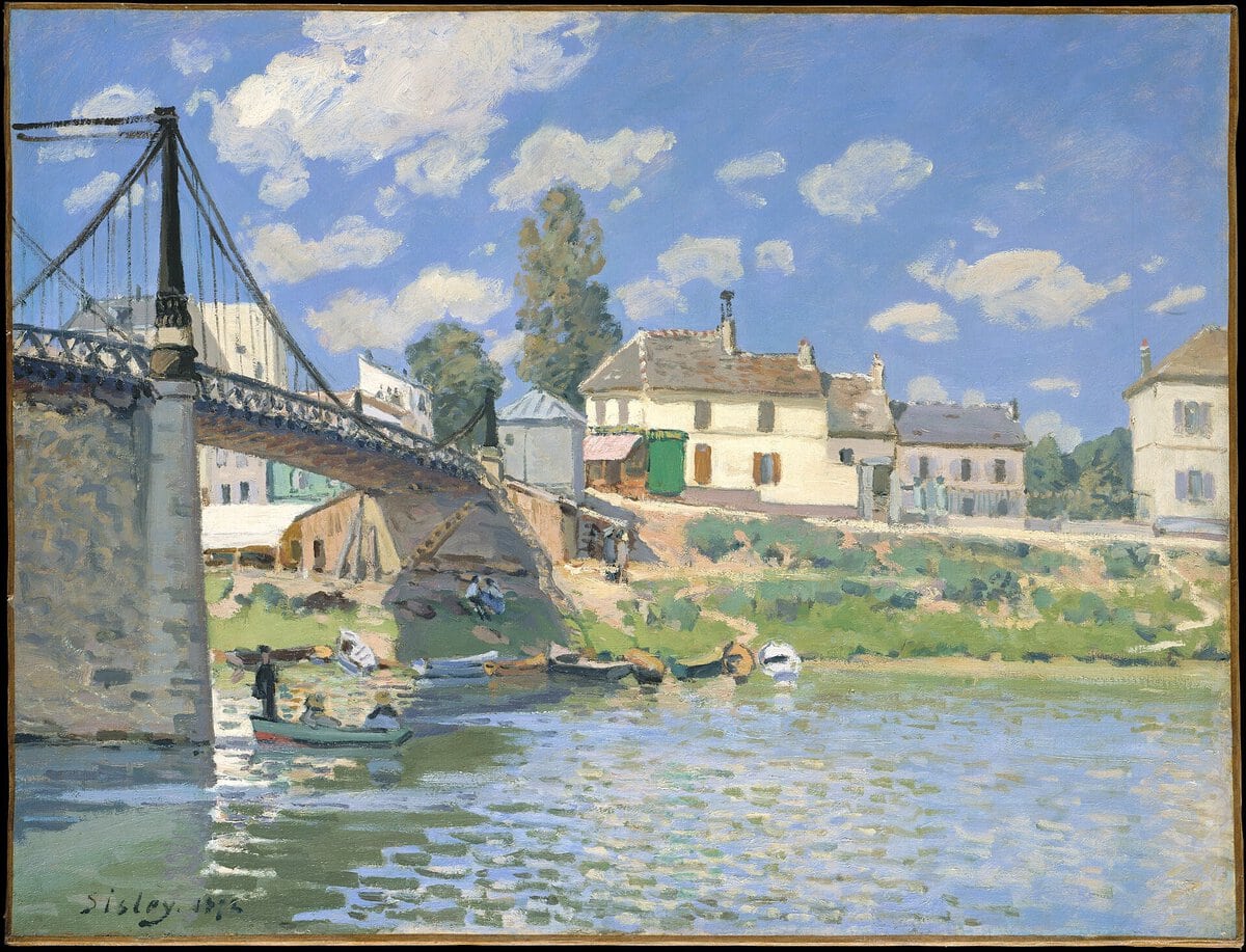 Alfred Sisley'nin Villeneuve-la-Garenne Köprüsü tablosu, 1872