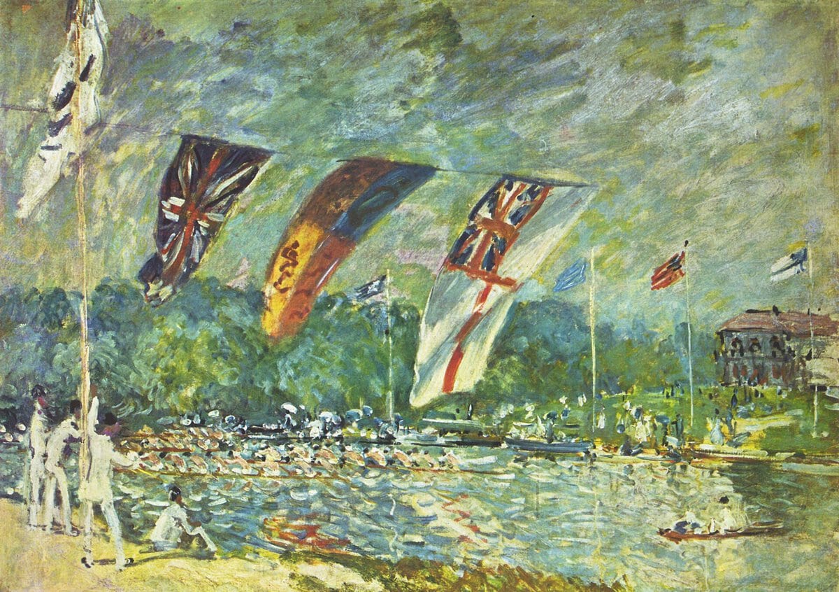 Alfred Sisley'nin Les Régates à Molesey tablosu, Thames'te kürek yarışı, 1874
