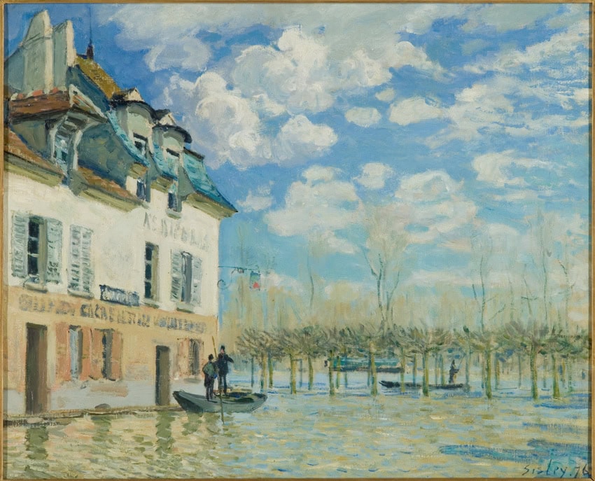 Alfred Sisley'nin La Barque pendant l'inondation, Port-Marly tablosu, 1876