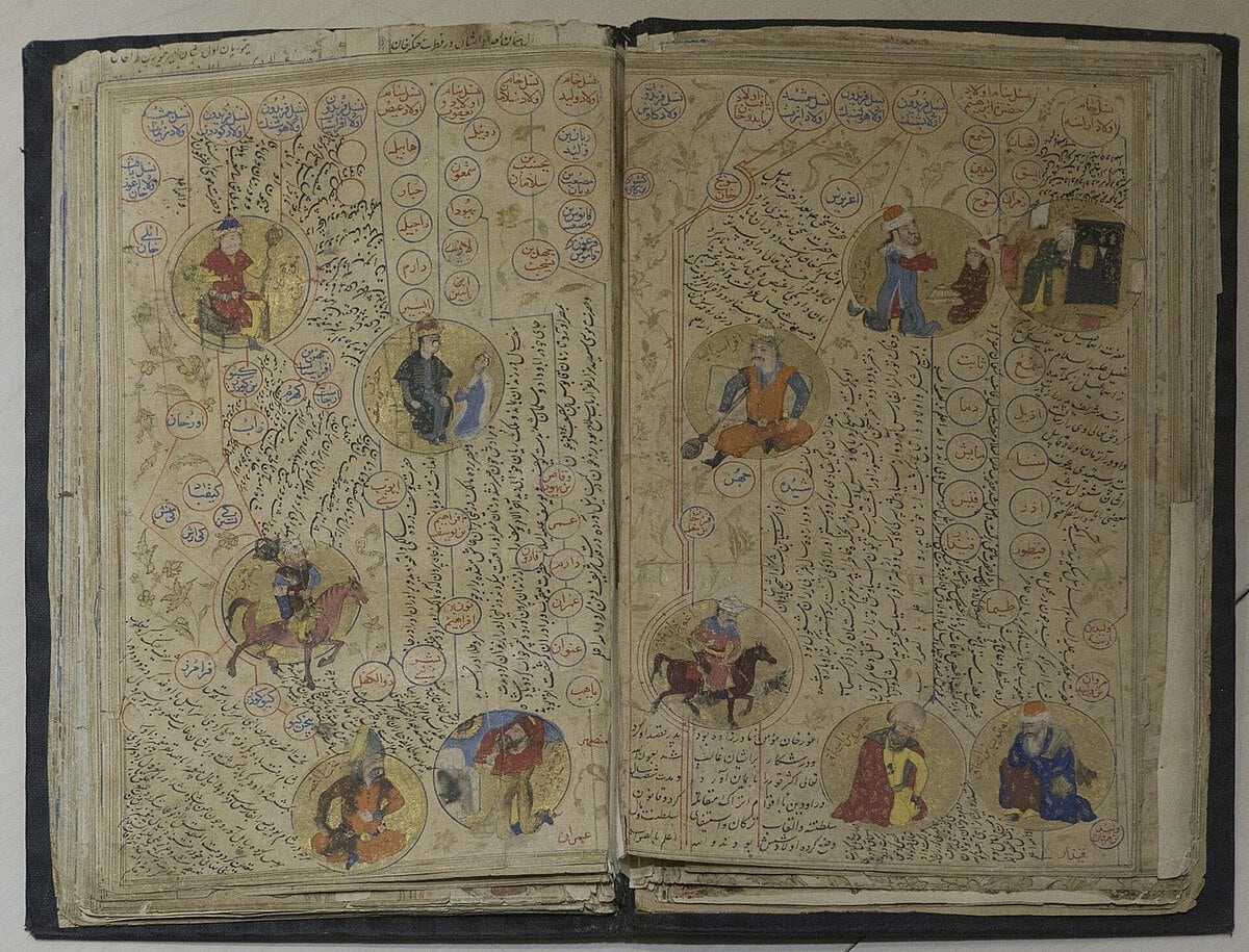 Ankara Etnografya Müzesi'nde sergilenen, madalyonlar içinde minyatür portreler bulunan açık bir Silsilename el yazması