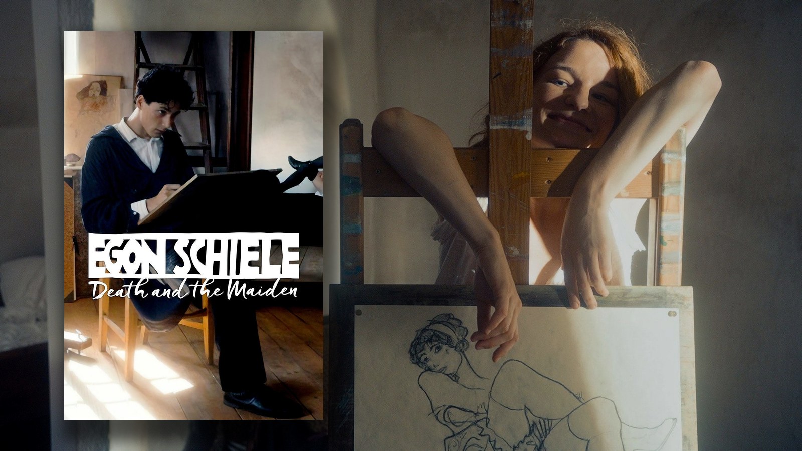 Egon Schiele filminin afişi ve sahne görüntüsü