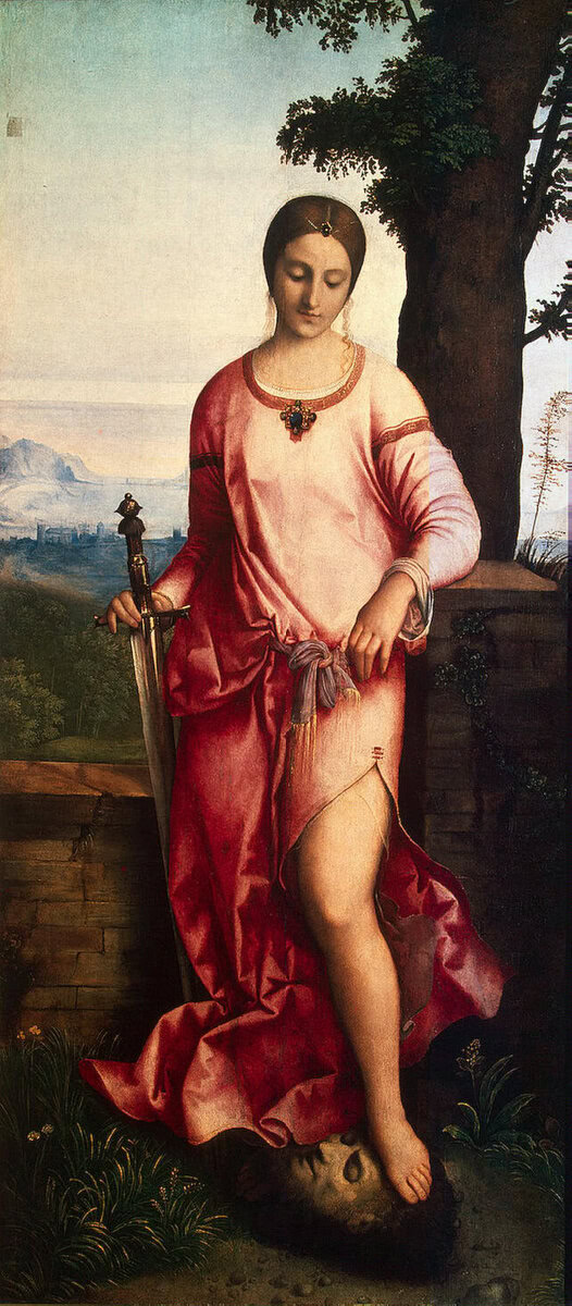 Giorgione'nin Judith tablosu: ayağını Holofernes'in kesik başına basan Judith, 1504