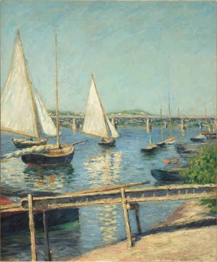 Gustave Caillebotte'un Argenteuil'de Yelkenliler tablosu, yaklaşık 1888: Seine'de demirli tekneler