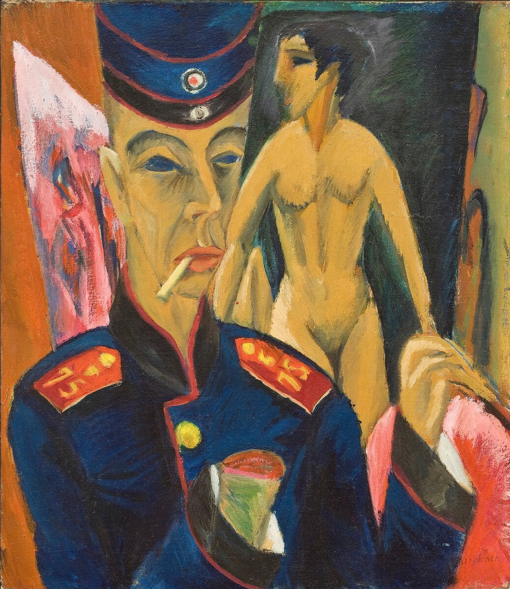 Ernst Ludwig Kirchner'in Asker Olarak Otoportre tablosu, 1915