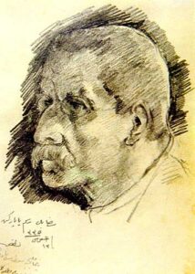 Otoportre, Hoca Ali Rıza, 1909, kağıt üzerine karakalem