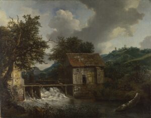 Jacob van Ruisdael'in Singraven'de İki Su Değirmeni ve Açık Bir Bent Kapağı tablosu, yaklaşık 1650–1652