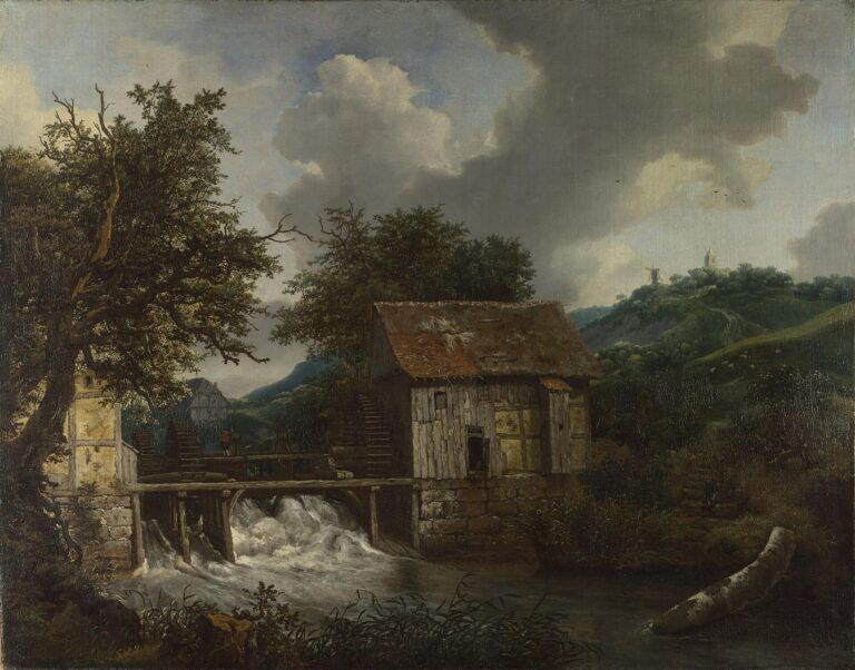 Jacob van Ruisdael'in Singraven'de İki Su Değirmeni ve Açık Bir Bent Kapağı tablosu, yaklaşık 1650–1652