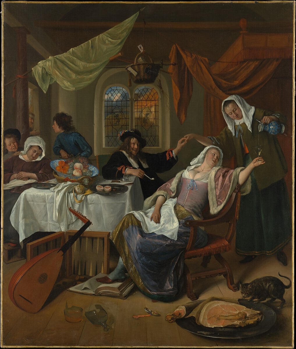 Jan Steen'in Başıboş Ev (The Dissolute Household) tablosu, yaklaşık 1663–1664