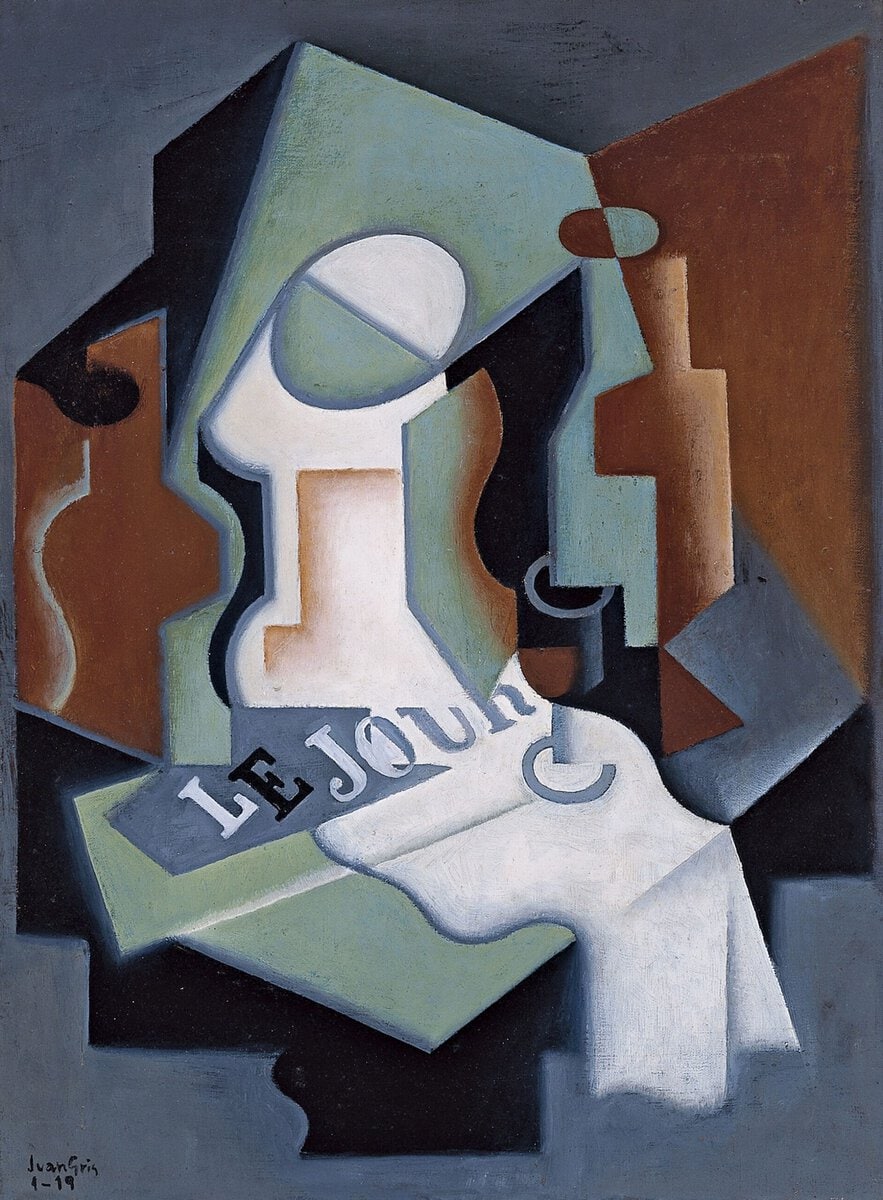 Juan Gris'in Şişe ve Meyve Tabağı tablosu, 1919