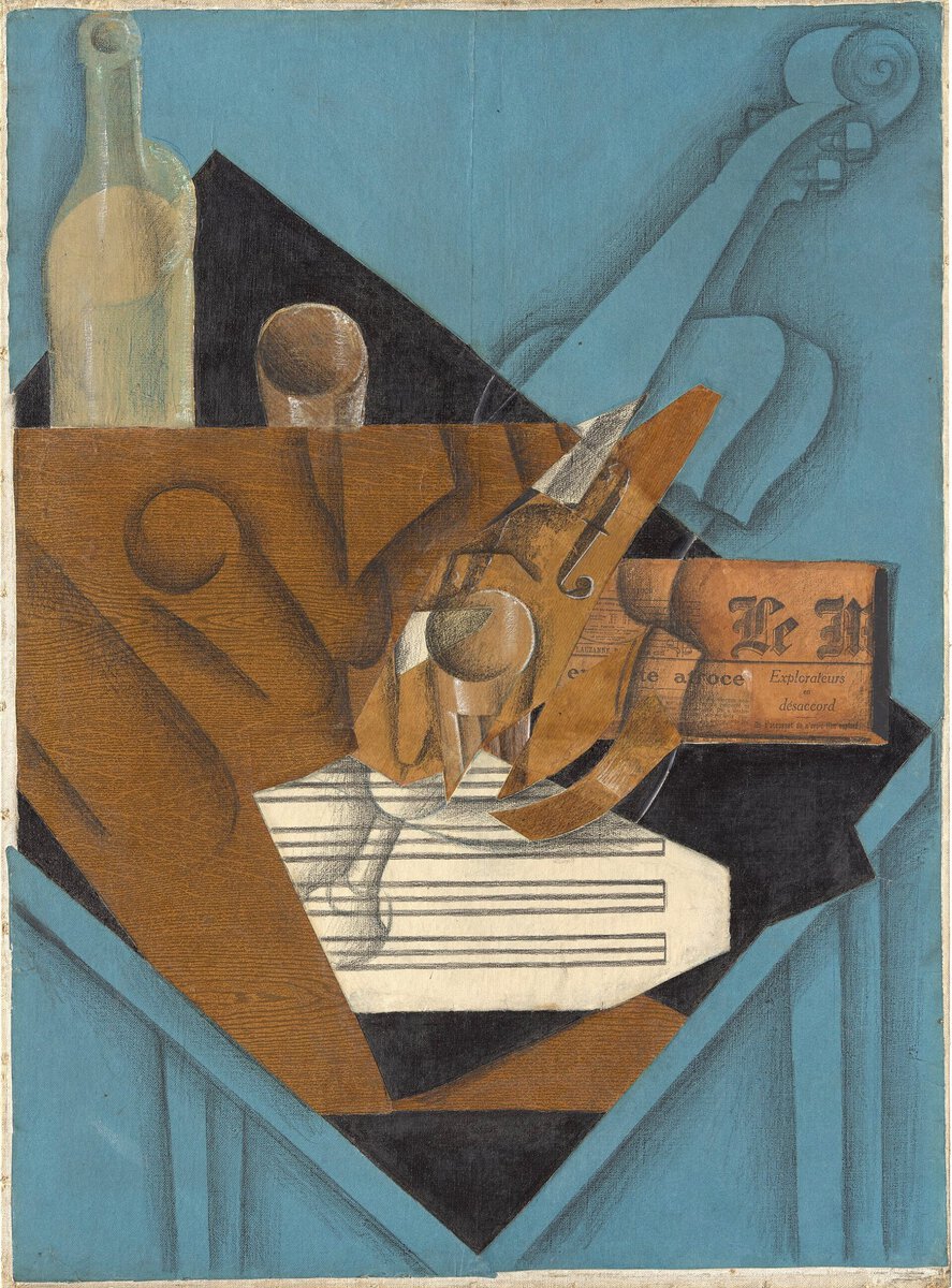 Juan Gris'in Müzisyenin Masası adlı kolajı, 1914