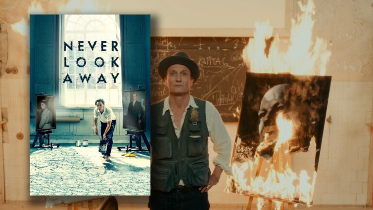 Never Look Away (Werk ohne Autor, 2018) filminin afişi ve sahne görüntüsü