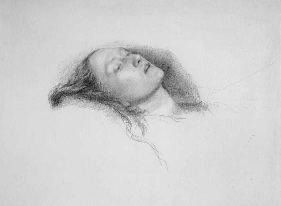 Elizabeth Siddal'ın Ophelia için yapılmış baş çalışması, John Everett Millais, 1852