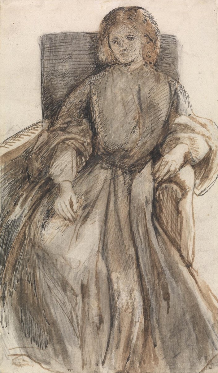 Dante Gabriel Rossetti'nin Elizabeth Siddal'ı gösteren çizimi, 1854–1855