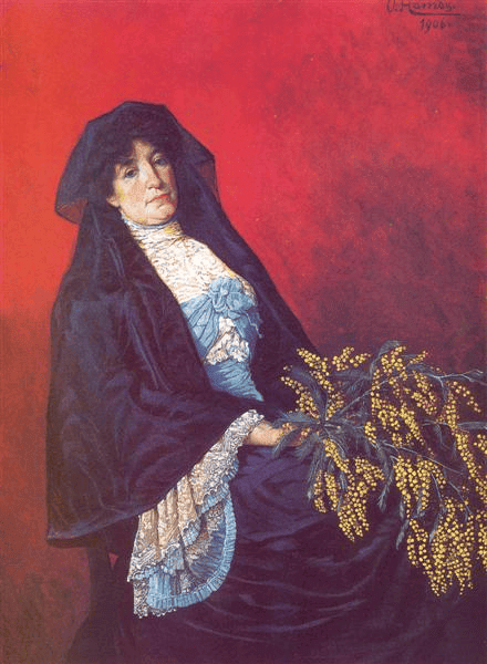 Osman Hamdi Bey'in eşi Naile Hanım'ı gösteren Mimozalı Kadın portresi