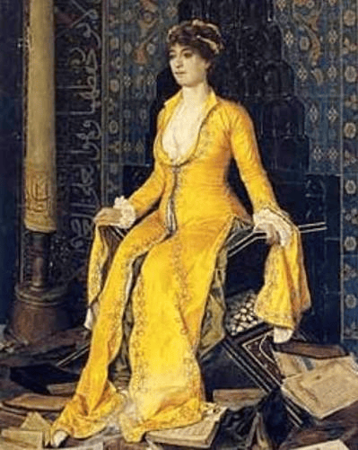 Osman Hamdi Bey'in rahle üzerinde oturan kadını gösteren Mihrap tablosu