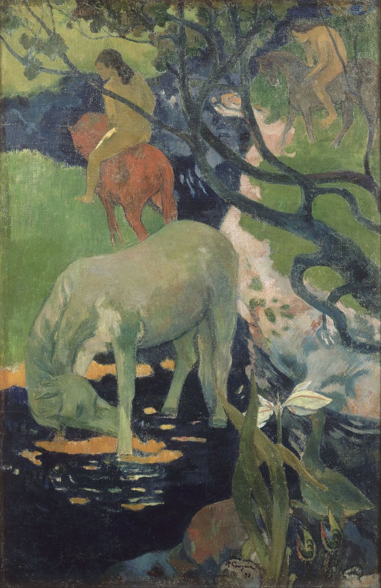 Gauguin'in Beyaz At tablosu: dere kenarında su içen beyaz at