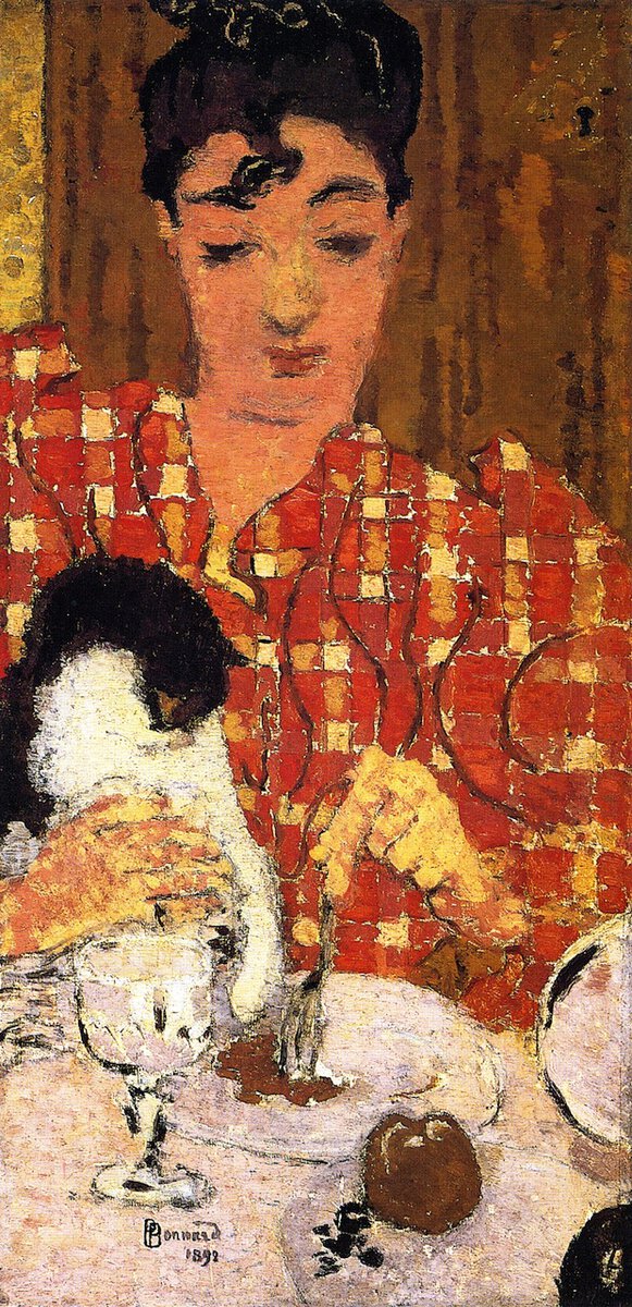 Pierre Bonnard'ın Kareli Bluz tablosu: kareli bluzlu genç kadın, 1892