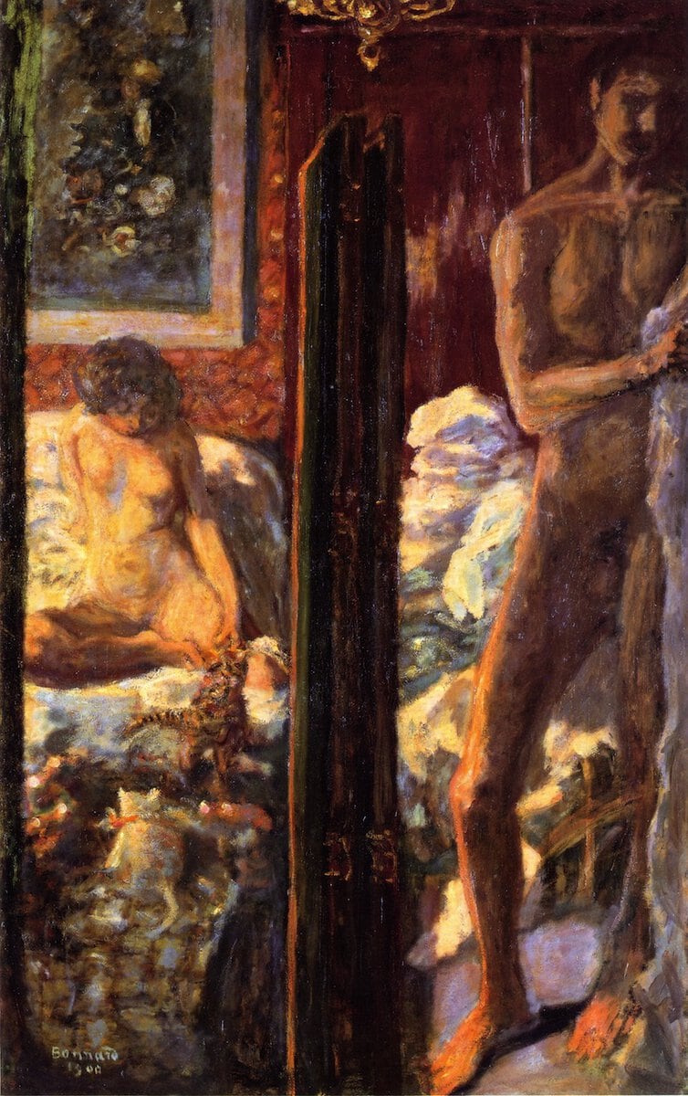 Pierre Bonnard'ın Adam ve Kadın tablosu: paravanla ayrılmış çift, 1900