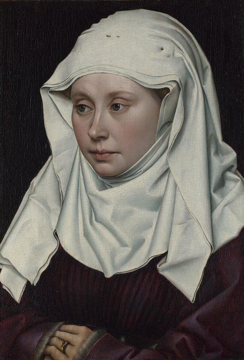 Robert Campin'in Bir Kadın portresi: beyaz başlıklı genç kadın (yaklaşık 1435)
