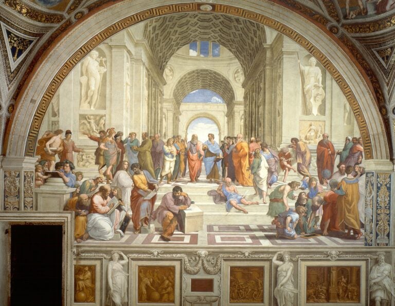 Atina Okulu freski, Raffaello, 1509–1511; ortada Platon ve Aristoteles