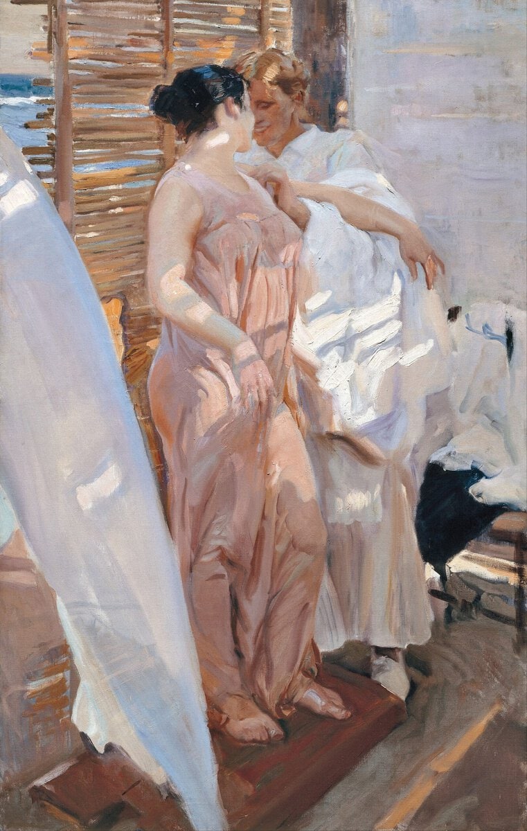 Joaquin Sorolla'nın Pembe Sabahlık tablosu, 1916