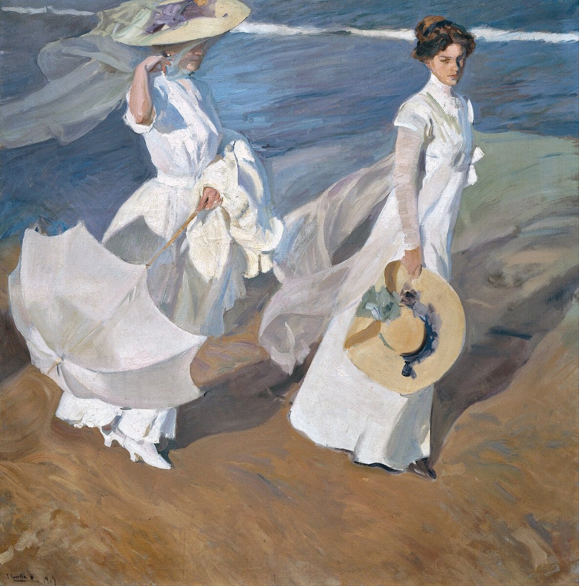 Joaquin Sorolla'nın Deniz Kıyısında Gezinti tablosu, 1909