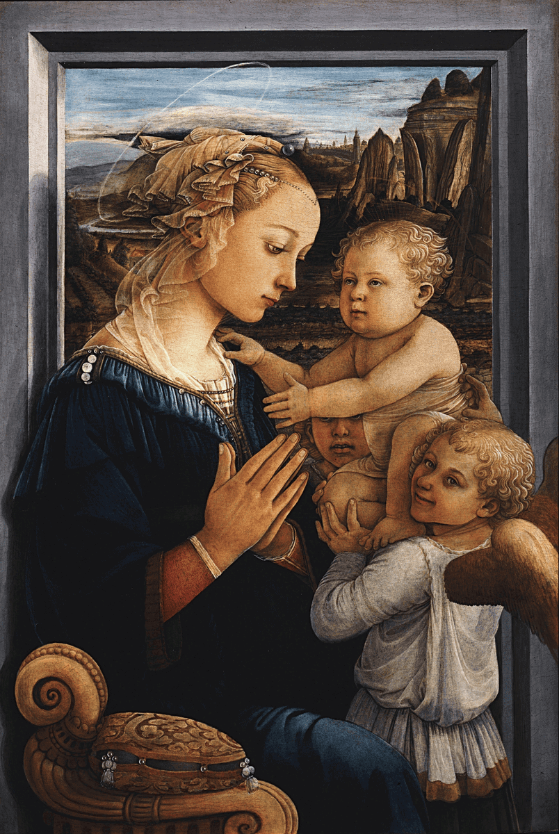 Filippo Lippi — Madonna ve Çocuk, İki Melekle